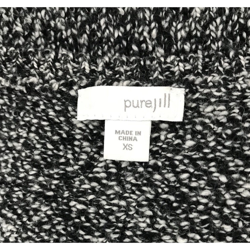 J. Jill Asymmetrical Hem Sweater Marled Black Gray Knit Wool XS Oversized - Picture 4 of 8